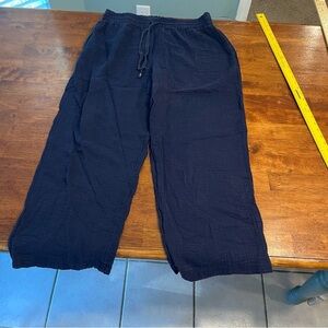 Women’s Westbound pull on  elastic Waist Navy Pants 100% cotton size large